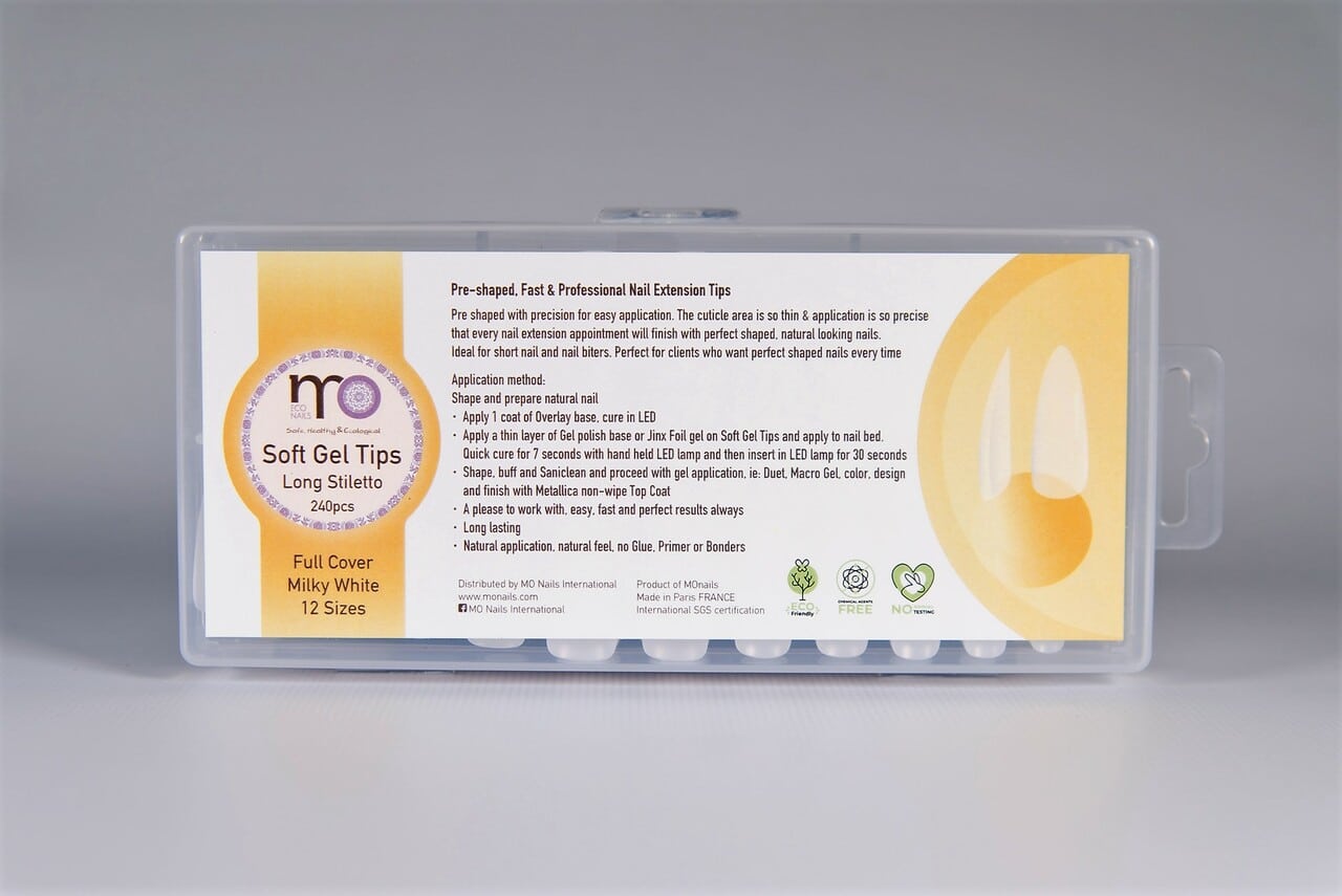 long_stiletto_milky___93062.1629755486.jpg MO SOFT GEL full cover tips 240pcs-Long stiletto - Image 1